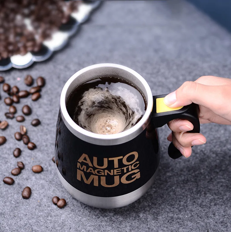 RTS High quality wholesale double wall stainless steel electric auto mixing coffee mugs with Battery automatic stirring