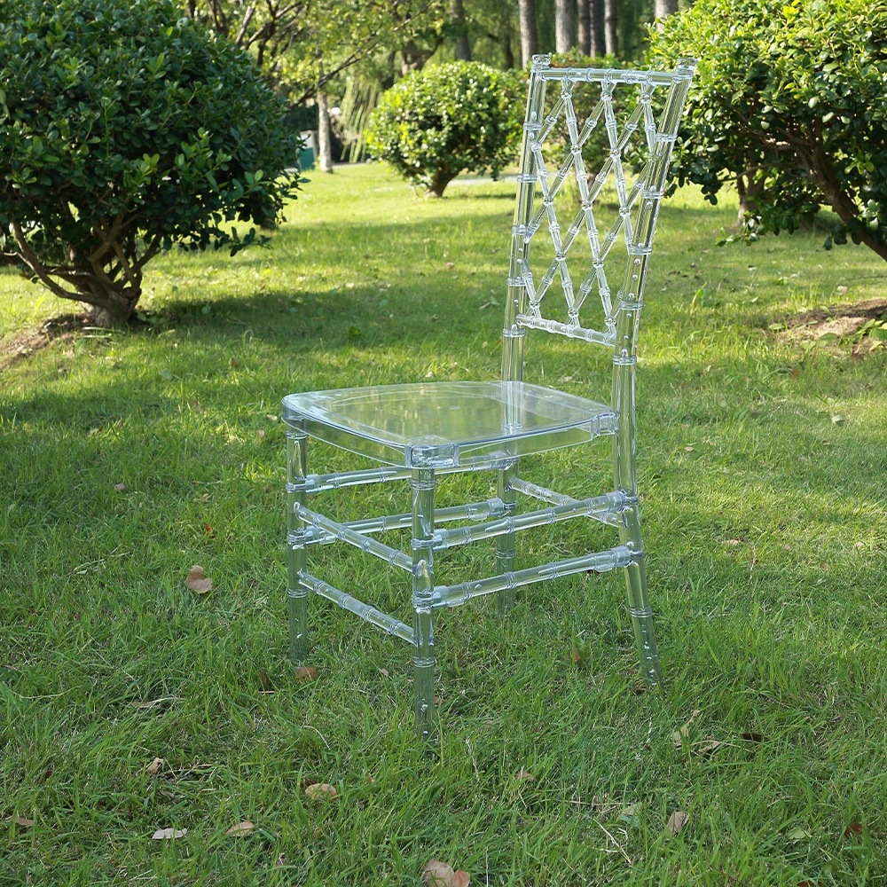 Modern Wholesale Transparent Crystal Hotel Banquet Napoleon Plastic Acrylic Tiffany Wedding Clear Chiavari Chair for Dining