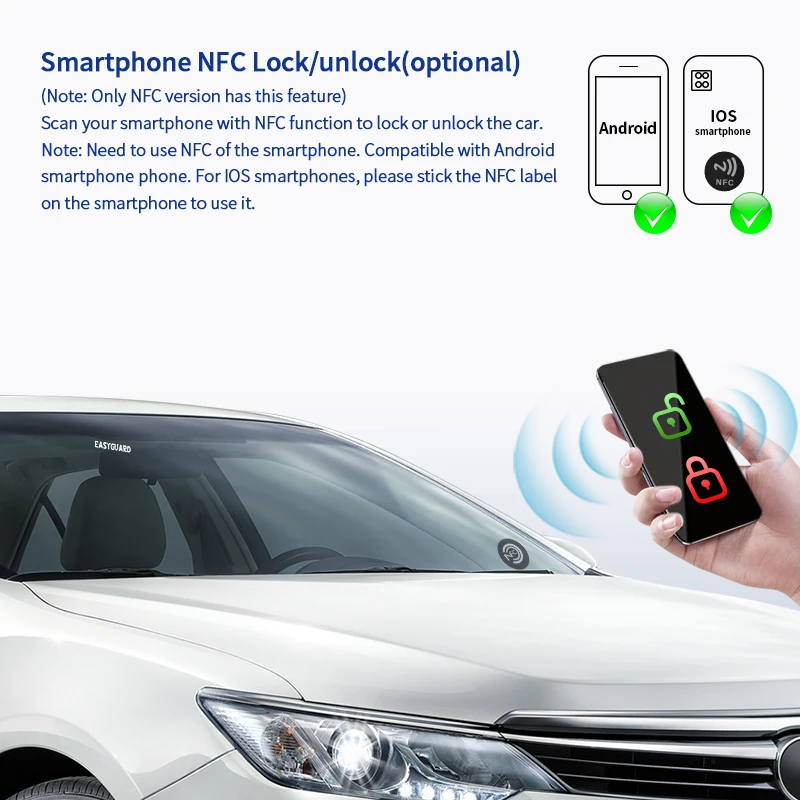 EASYGUARD EC002-FO2 Passive Keyless Entry touch password entry & remote engine start  RFID PKE Car Alarm System