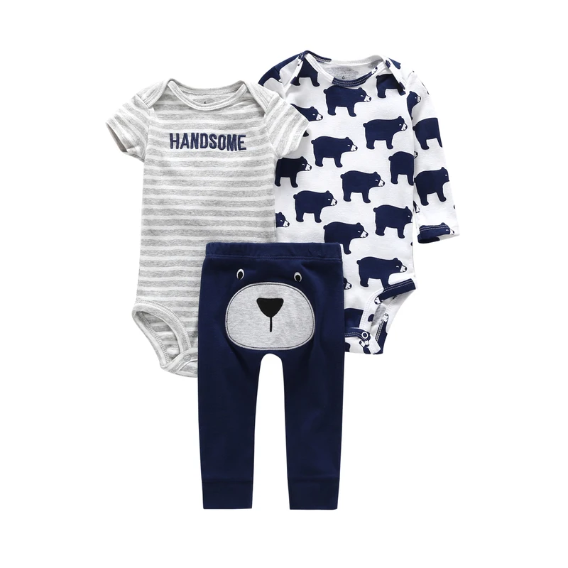 
Wholesale New Baby Boys Girls Summer Clothing Newborn Kids Baby Jumpsuits Knitted Short Sleeve Pant+Shorts Tracksuits Sets 