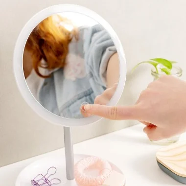 Hot sale round shape design makeup vanity set mirrored high quality home bedroom white beauty table LED touch makeup mirror