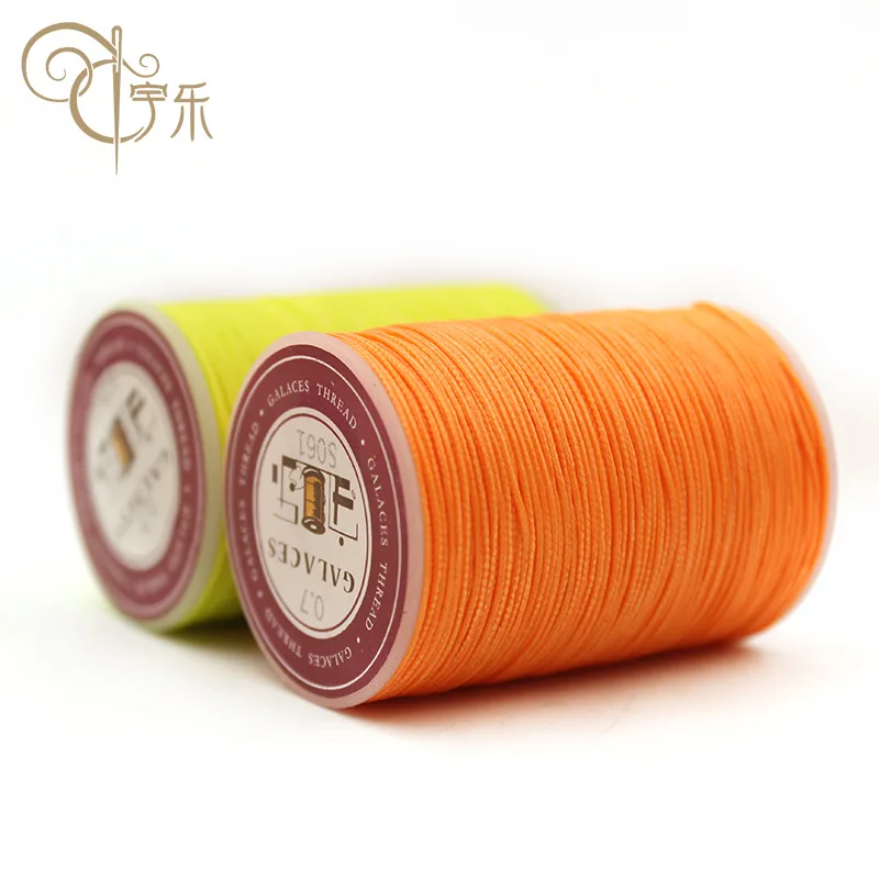 210d 0.6mm High Tenacity Polyester Sewing Pure Linen Waterproof Cored Round Wax Thread For Leather