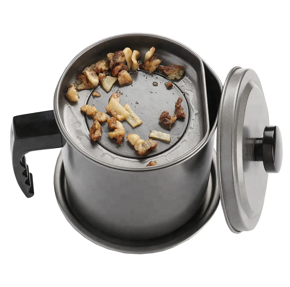 1.3L Wrought Iron Bacon Grease Can Containers for Cooking Oil