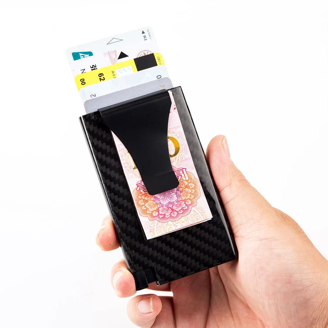 Мужской Высококачественный тонкий легкий бумажник из углеродного волокна с RFID-блокировкой и отделением для кредитных карт, 2021