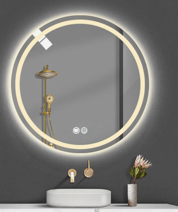 Customized round wall mirror led bathroom fogless mirror