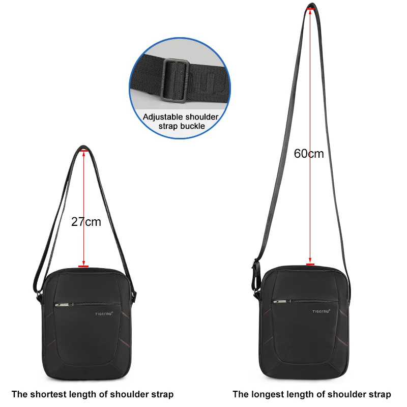 Tigernu T-L5108 7.9 Inch Fashion Sling Bag for Men Small Side Bags for Boys Black Promotion Vintage Man Bag Year 70 Pure Color