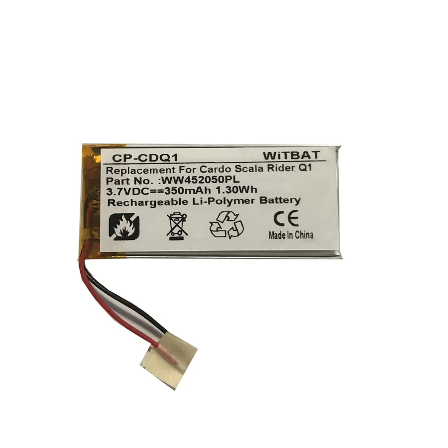 WW452050PL for Cardo Scala Rider Q1 Q3 Microphone battery