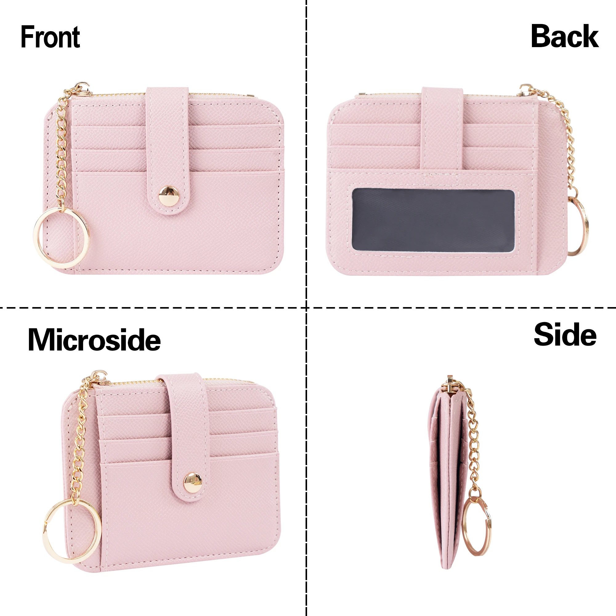 PU Leather Coin Purse Change Mini Purse Wallet With Key Chain Ring Zipper for Men Women Fashionable Bag Key Chain