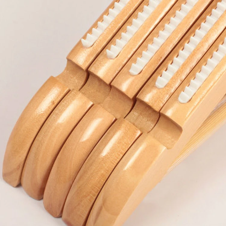oem metal hook non-slip wood hanger set for women clothing hanger