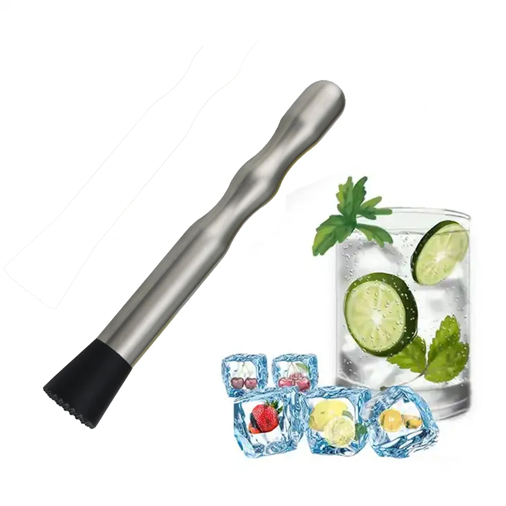 Hot hand grip long metal custom stainless steel bartender tools mojito shaker cocktail hammer manual ice cube crusher muddler