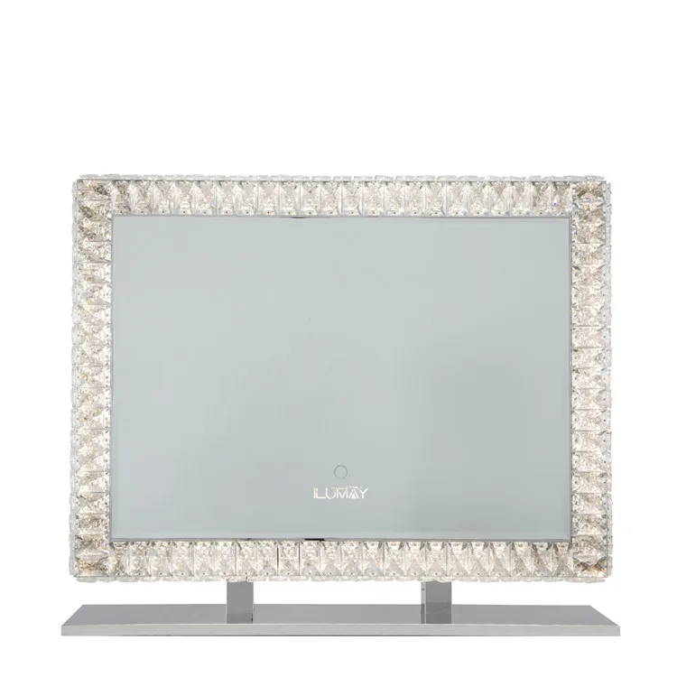 ILUMAY rectangle vertical glass Sparkly crushed diamond mirror vanity