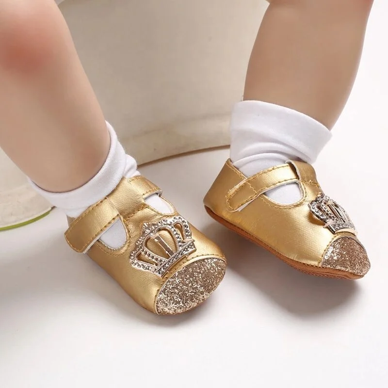 Glitter Crown Princess Wholesale Girls Toddler First Walker Baby Shoes
