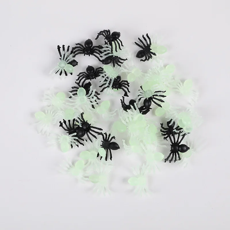 20/50/100 Halloween Luminous Spider Plastic Glow In The Dark Spider Tricky Toy Halloween Decoration For Home Haunted House Props