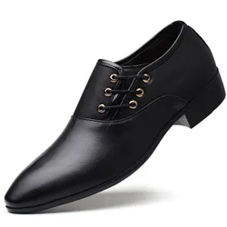 A023 Men Italian Round Toe Dress Shoes Cow Leather Business Black Wedding Shoes Oxford Formal Casual Shoes for men new styles