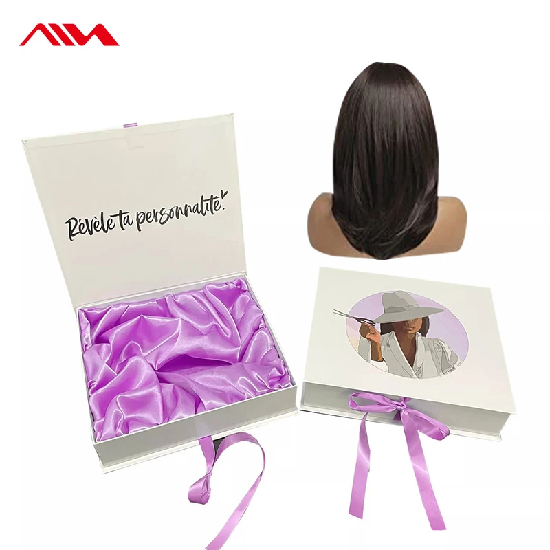 Luxury Large Deep Rectangular Satin Lace Packages Gift Boxes Human Hair Wig Packaging Folding Box