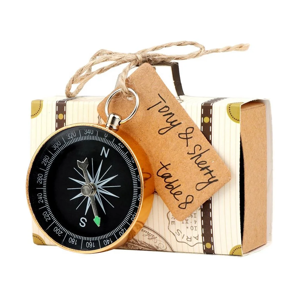 OurWarm Travel Themed Party Favor Decorations 10pcs Wedding Gift Box with Compass Wedding Souvenir for Guest