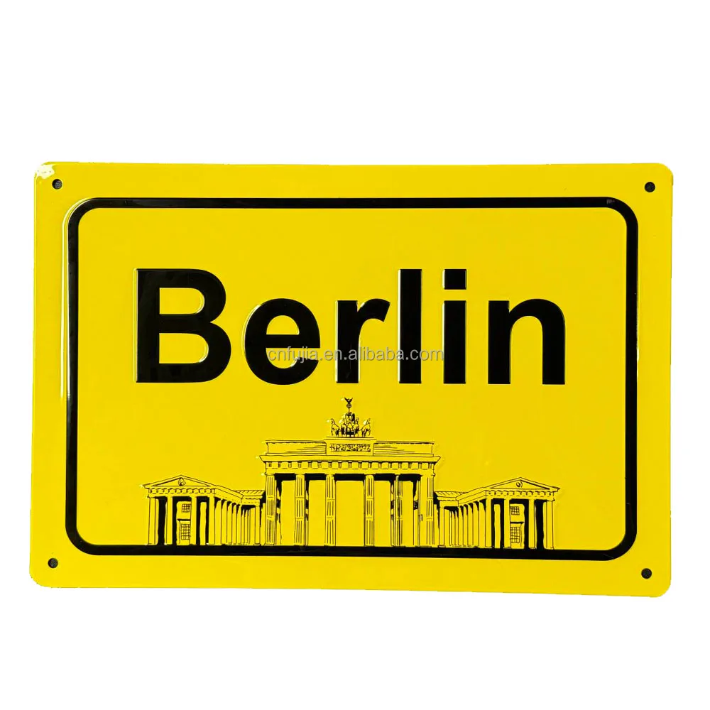 Factory Customized size Berlin city souvenir tin sign metal craft street sign custom design