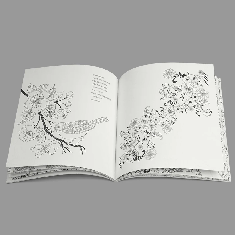 Custom secret garden colour hunt Crayon adult coloring book with pencil