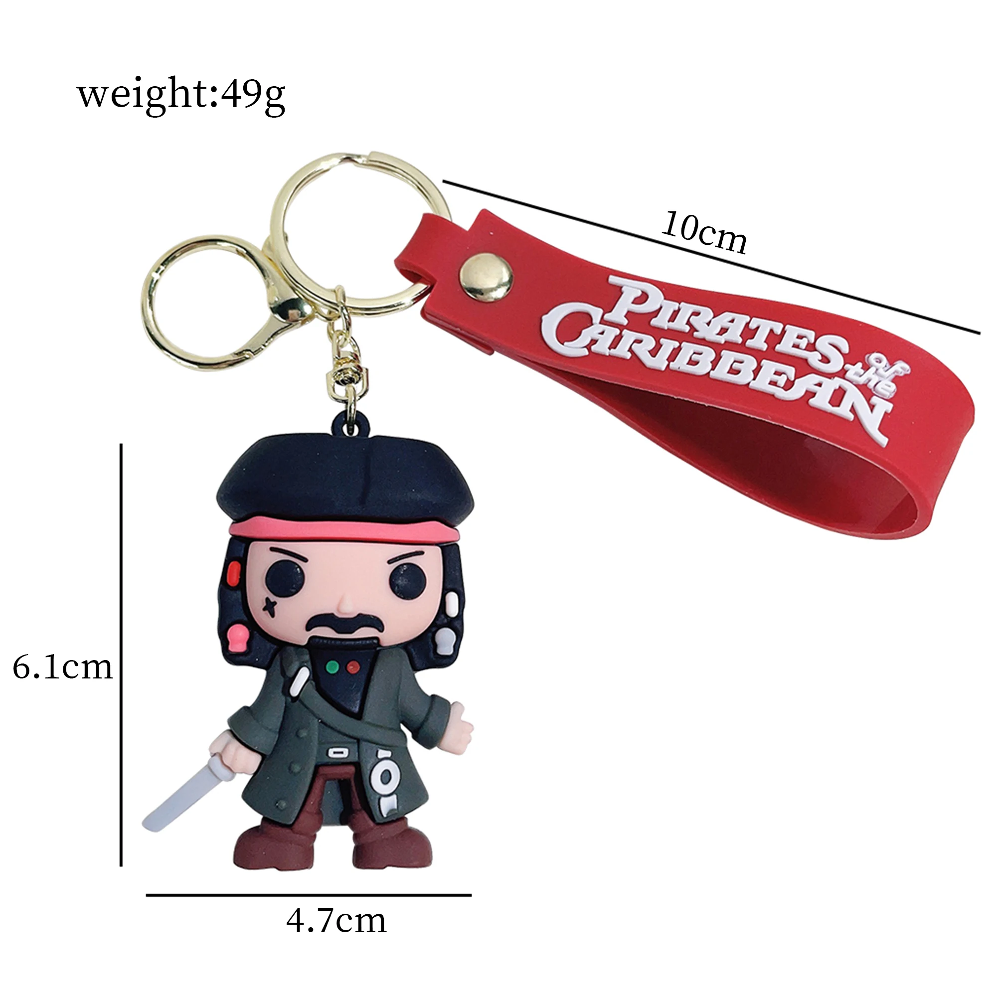 LC276 Pirates of the Caribbean Movie Mini Action Figure Keychain Cute Kawaii Creative 3D PVC Silicone Key Chain Rings Pendant