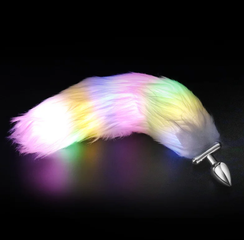 Электрическая светящаяся в темноте игрушка NEZEND для мужчин и женщин, анальная пробка из нержавеющей стали с медным и розовым аккумулятором, для собак, кроликов, лисий хвост