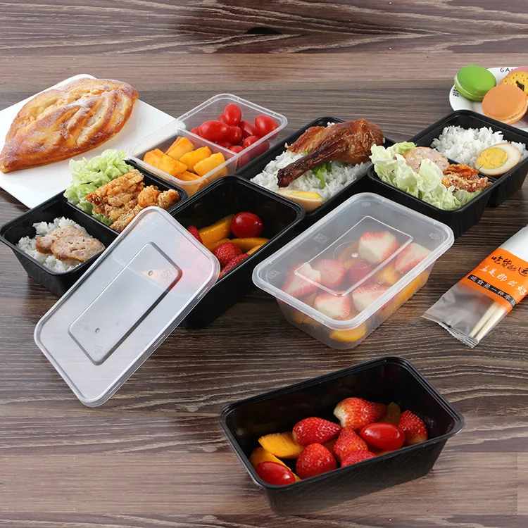 BPA free disposable microwave clear pp plastic rectangular food container with lid