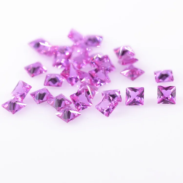 Synthetic Corundum Gemstone 3#  Rose Ruby Color Princess Cut Loose Pink Corundum Stones For Jewelry