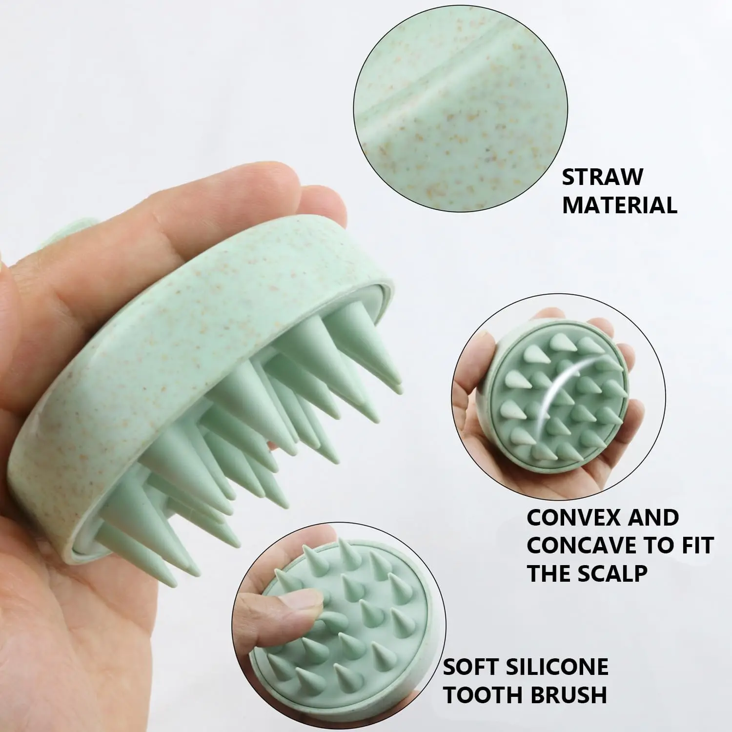 eco friendly wheat straw hair silicon cleaning massage shampoo brush silicone scalp massager hair scalp brush