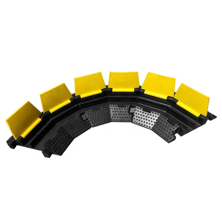 Wholesale industrial construction road 2 channel pvc yellow cover cable jacket Rubber speed bump cable protector ramp corner