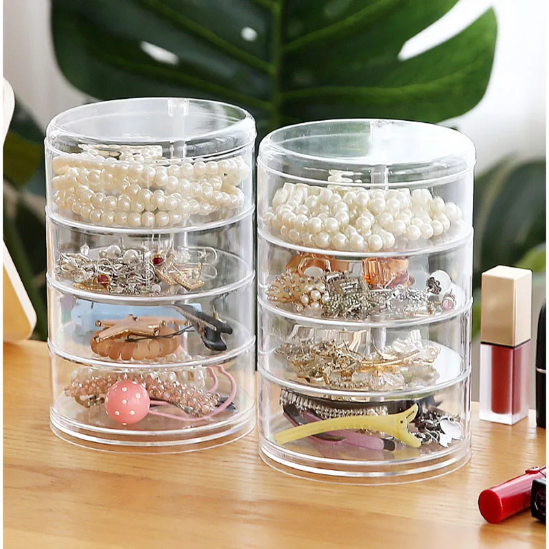 2023 Fashion Design 4 Layers 360 Rotatable Cosmetics Beauty Container Earrings Ring Necklace Jewelry Organizer Storage Box