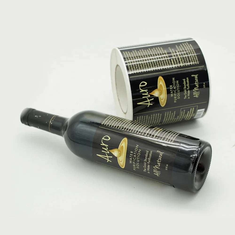 cheap price black gold matte film custom embossed stickers label for beer vodka water wine