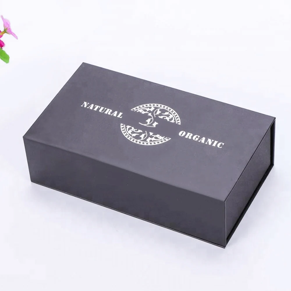 custom printed black rigid magnetic book packaging gift box with foam insert