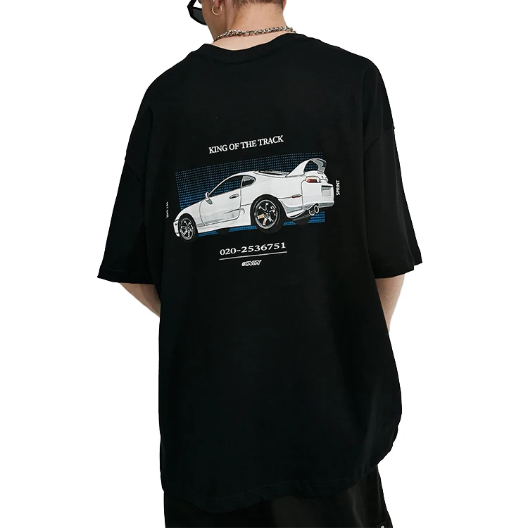 Black Colour Digital Printing 100% Combed Cotton Acid Wash Short Sleeve Tee Custom 5 Xl Oversized T-shirt Men