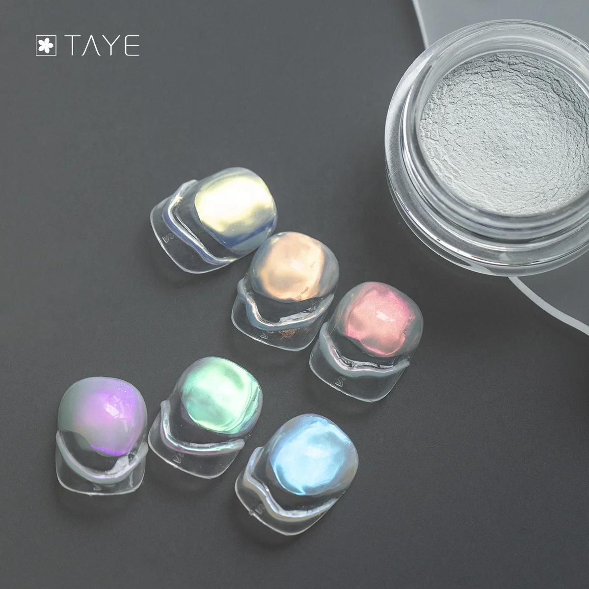 6 Colors Iridescence Solid Powder Nail Metallic Glitter Aurora Mirror Nail Chrome Powders