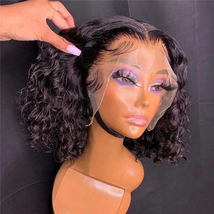 
180 250 Density 100% Virgin Human Hair Brown Black Transparent Lace Front Human Hair Wigs 