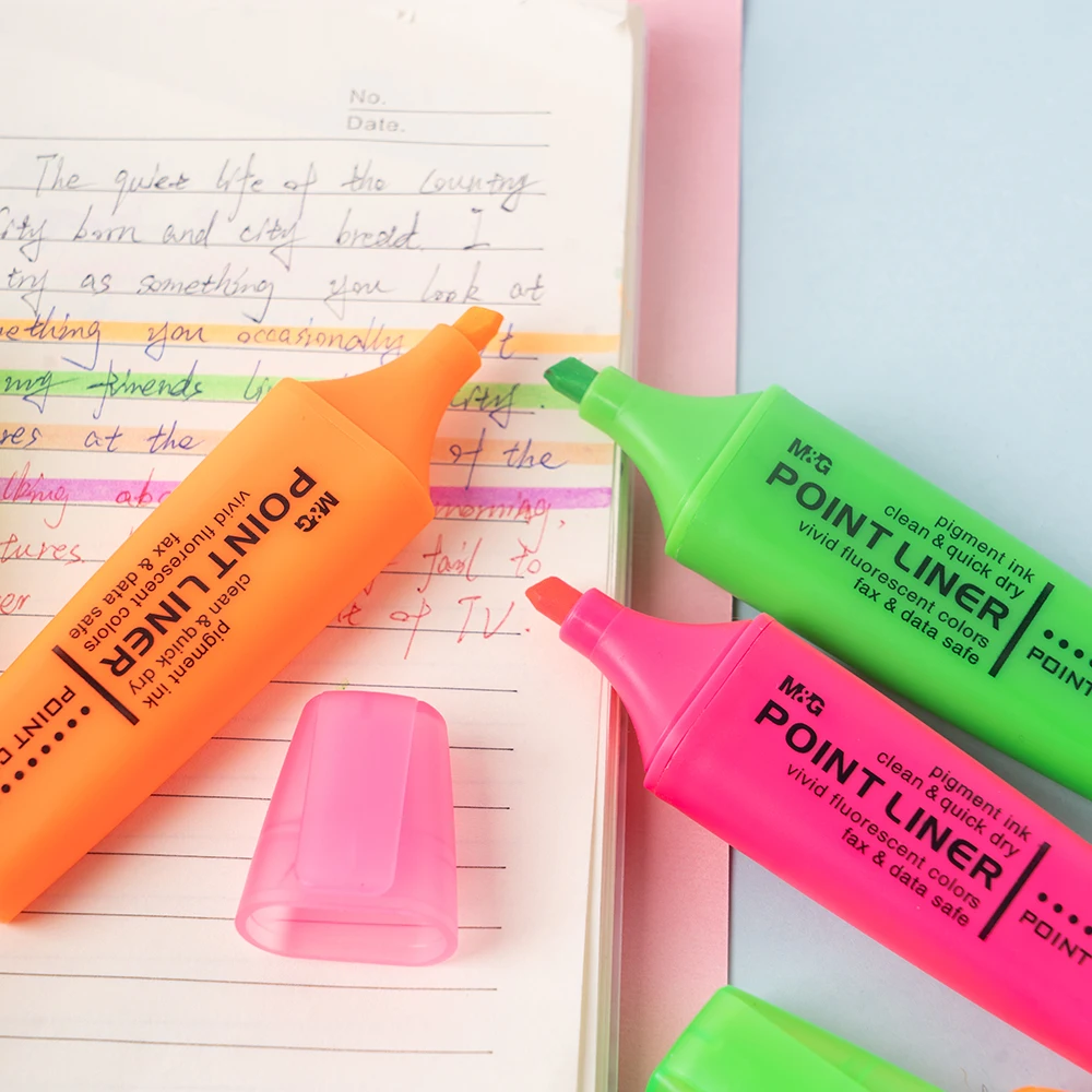 4 Colors Scented Office And School Fluorescent Marker Highlighter Pens Set