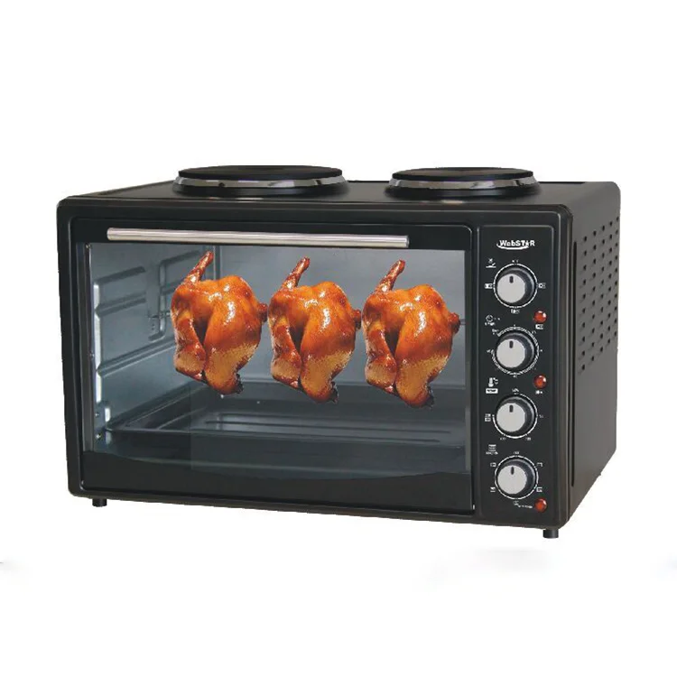 Household counter top electric bread toaster oven with two hotplate