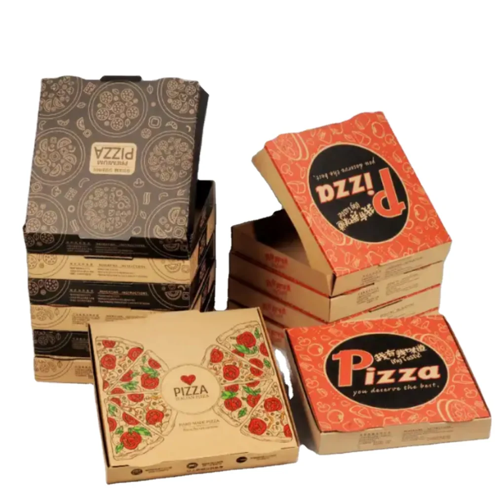 Popular Products Labels Long Food Packaging Carton Pizza Proofing Box Kraft Paper customized Logo Pizza Box Recyclable