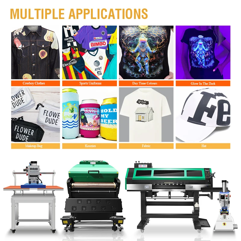 Экспорт в более 100 стран, 24 дюйма, dtf шейкер, сушилка с 3 головками, dtf принтер, флуоресцентная печатная машина по цене футболки