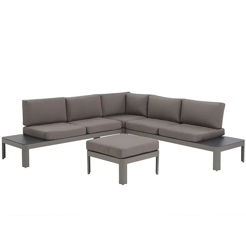 Backyard 5 seater l shape sectional aluminium corner garden sofa furniture