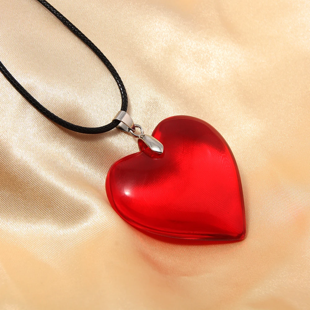 Heart Pendant Necklace Women Fashion Jewelry Anime Accessories Weave Goth Black Big Heart Pendant Choker Chain Jewelry Choker