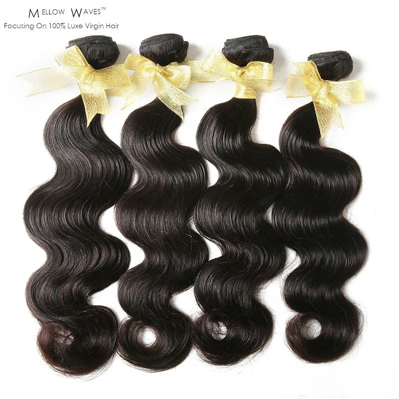 Mellow Waves Cheap Price Body Wave Hair Extension Weave Raw Virgin Indian Human Virgin Hair Bundles Remy For Black women