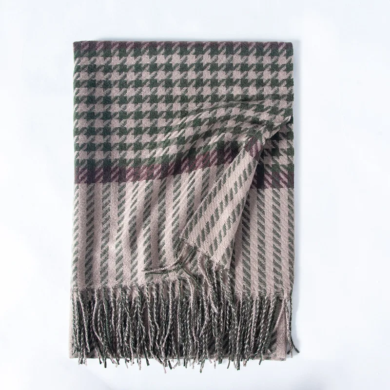 2022 new cashmere hijab scarf European American street flow plaid pashmina scarf winter women to keep warm