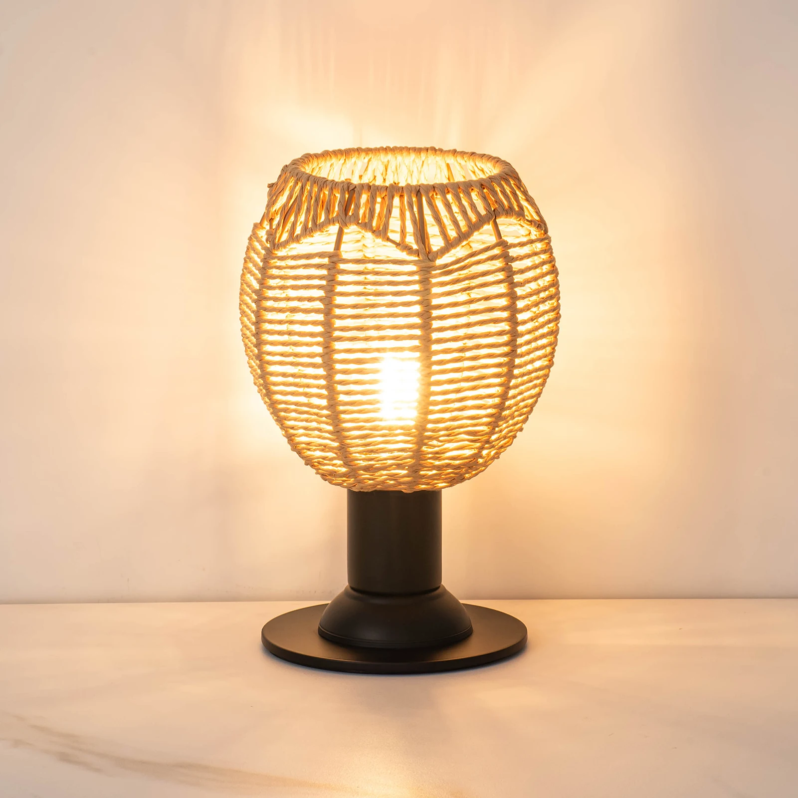 Desk Lamps Rattan Industrial Three Color Dimming Reading Iron Touch Switch Control Study Decor Bedside LED Modern Table Lamp