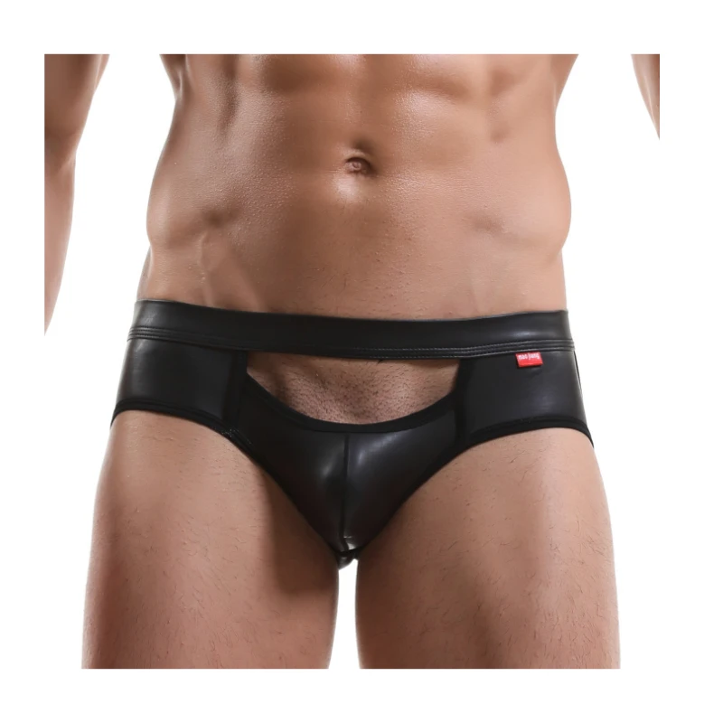 Новое поступление кожаные мужские трусы-боксеры с открытой спиной для