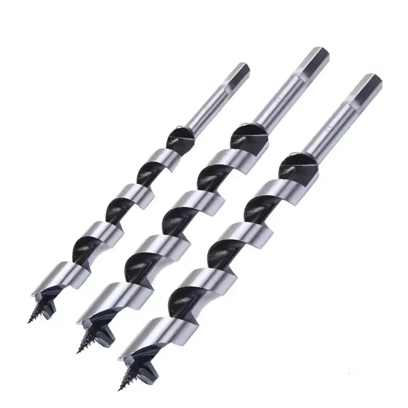 High Carbon Steel 25mm Hex Wood Auger Drill Bit Deep Boring Center Woodworking Drill Bit Black Oxide Finish Customizable OEM