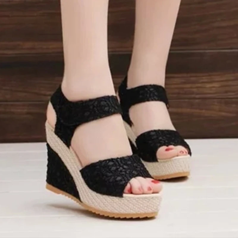 HLS022 casual ladies high quality fashion koreannew sexy dress shoe high heels sandal fancy wedges shoes