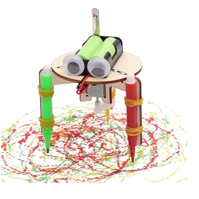 Hot Sale Electric Doodle Robot Kit Steam Educational Robotics Toys Wooden Science Kit for Kids