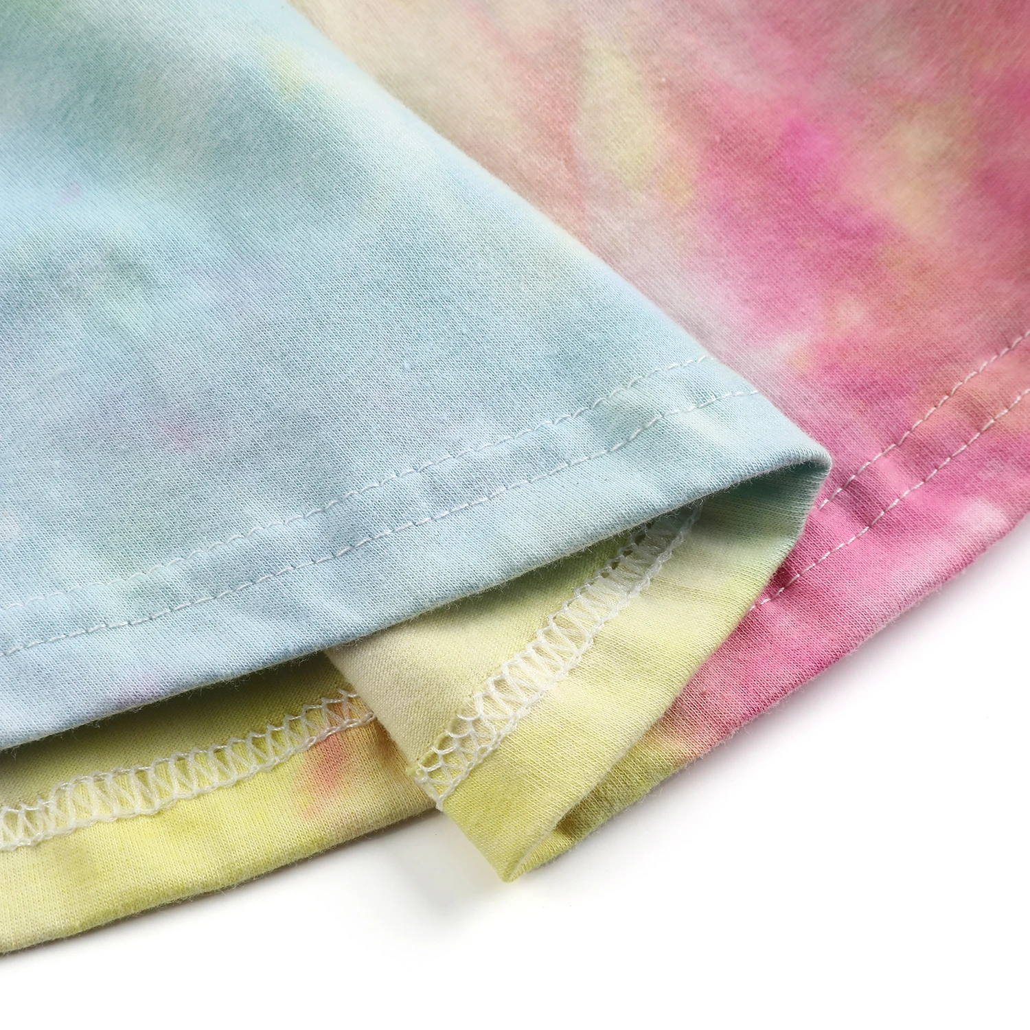 Summer short sleeve cotton knitted toddler kids boutique casual dresses children clothes tie dye girls twirl dress