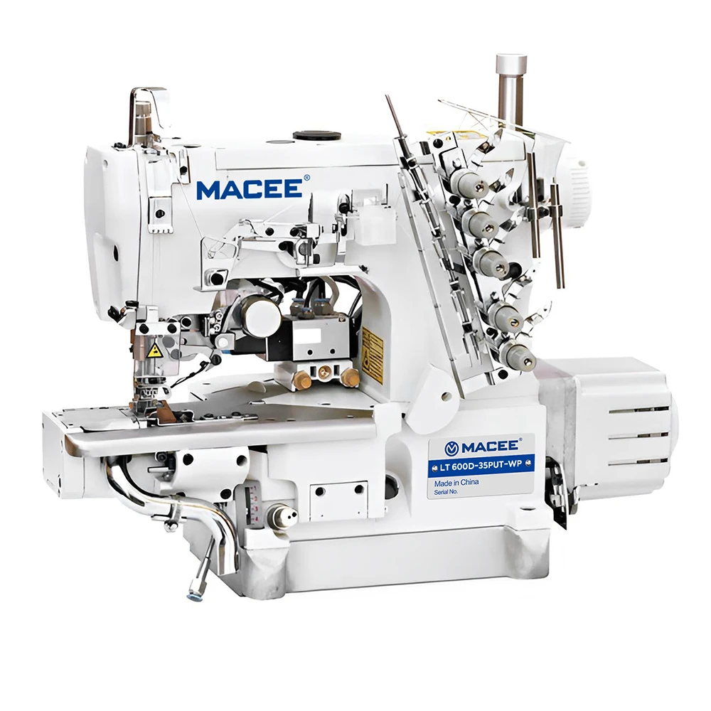 MC 600D-35PUT-WP left-side cutter 3 needle 5 thread interlock sewing machine with pneumatic wire cutting for hem sewing