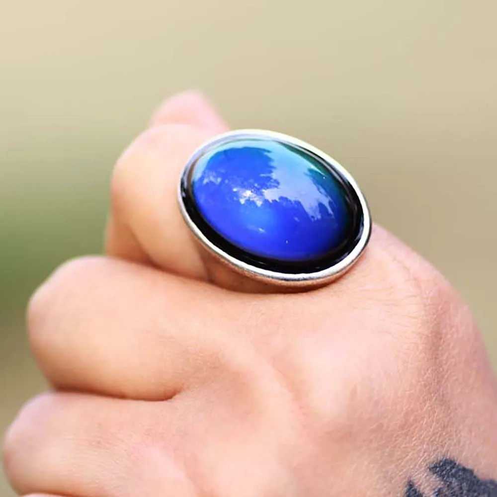 Новинка 2021, модное кольцо из античного стерлингового серебра, меняющее цвет, волшебный большой камень, ювелирные изделия, топовое украшение, подарок на день матери